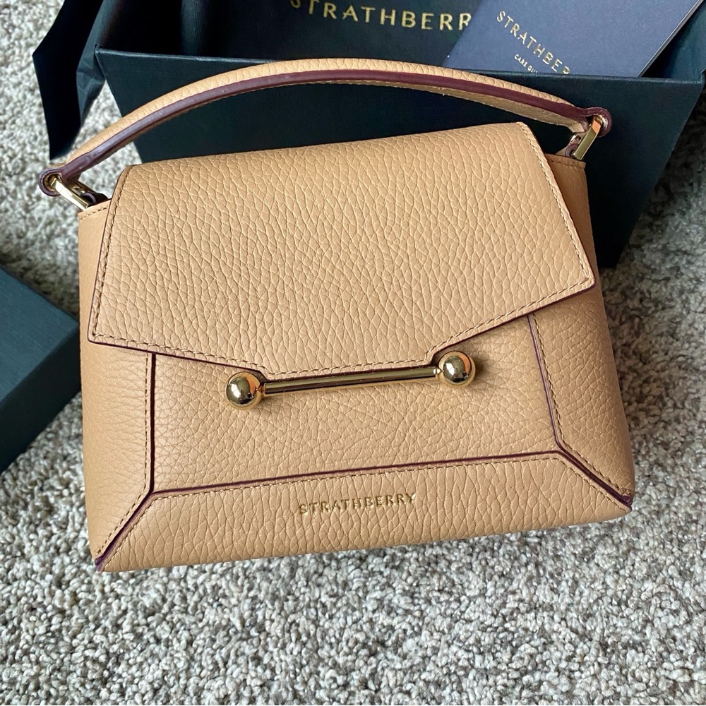 Strathberry Mosaic Nano Crossbody Bag In Caramel - Picture 9 of 16